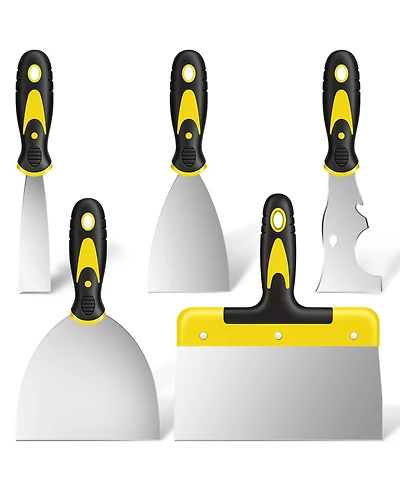 Xdovet Spackle Putty Scrapers Set 5 Stainless Steel Drywall Tools