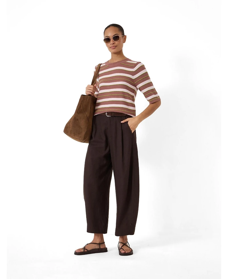 Hush Women's Gathered Shoulder Stripe T-Shirt