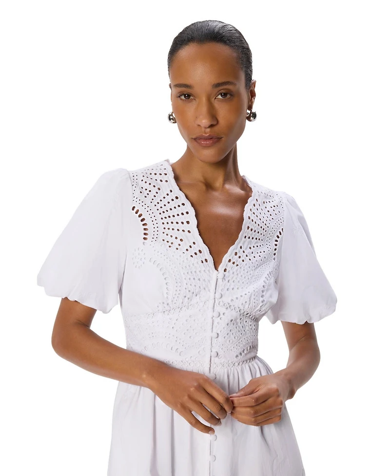 Whistles Women's Cotton Broderie V-Neck Dress