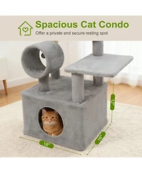 Hongge 48 Inch Multi-Level Cat Tree with Cylinder Play Tunnel