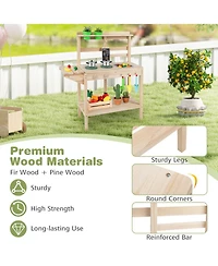 Hongge Wooden Mud Kitchen with Chalkboard, Ages 3+