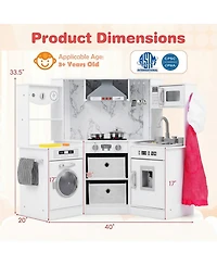 Hongge Wooden Kids Play Kitchen with Water Circulation Sink and Sounds