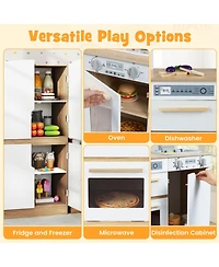 Hongge 2 Piece Wooden Kids Kitchen Playset with Fridge and Planters