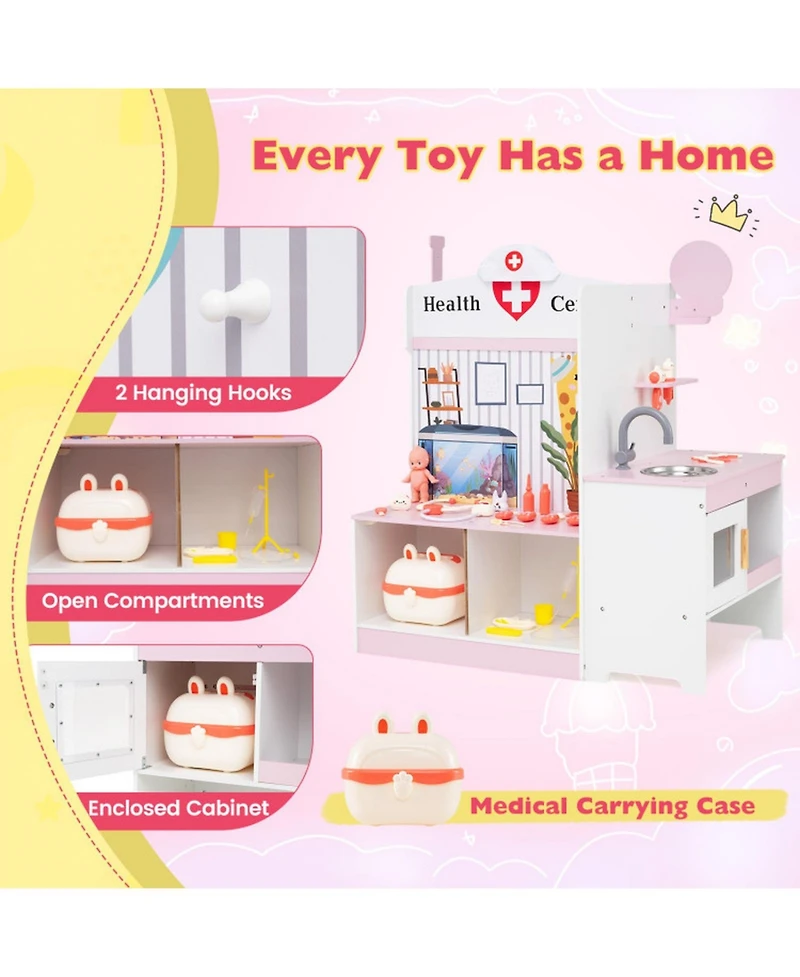 Hongge Kids Doctor Adjustable Height Bar Hand Washing Station 27-Piece Play Set, Ages 3+