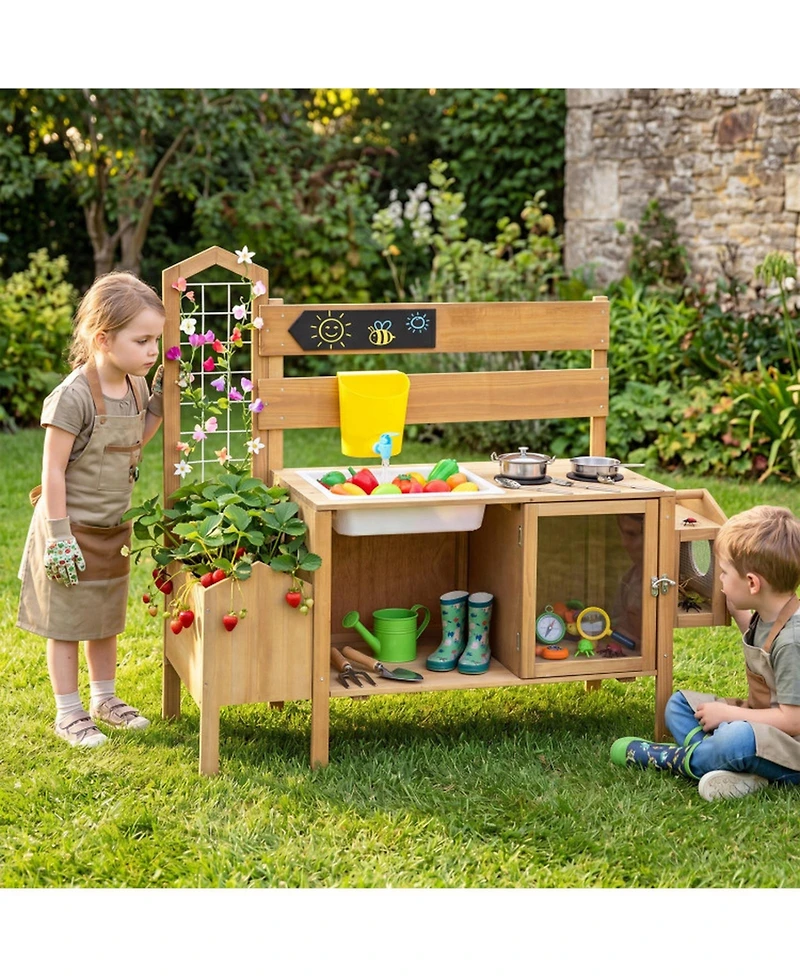 Hongge Detachable Bird Cage 7-Piece Mud Kitchen, Ages 3+