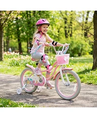 Hongge 18-Inch Kids Bike with Training Wheels and Front Basket, Ages 4-8