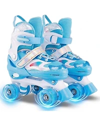 Hongge Kids Quad Roller Skates with Light-Up Wheels and Safety Straps