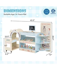Hongge Kids Wooden Doctor Play Set with Toy Ct Machine and Eye Chart Ages 3