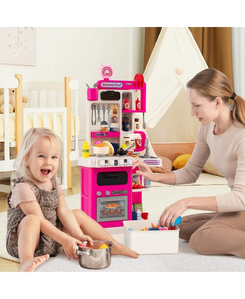 Hongge Kids Play Kitchen Playset with Water Circulation Sink and 95 Accessories Ages 3