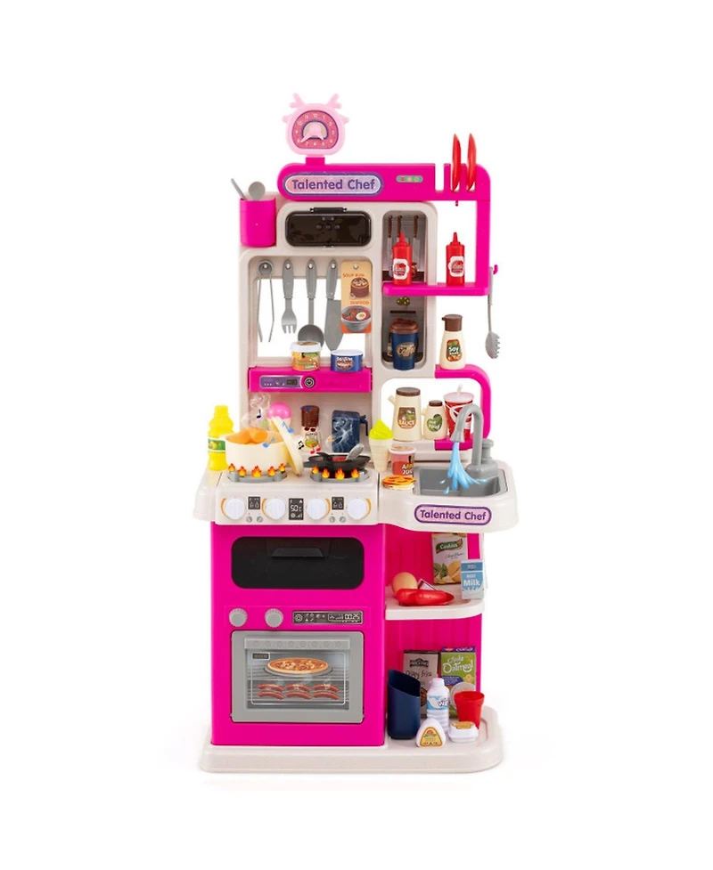 Hongge Kids Play Kitchen Playset with Water Circulation Sink and 95 Accessories Ages 3
