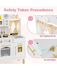 Hongge Height-Adjustable Ice-Making Wooden Play Kitchen, Ages 3+