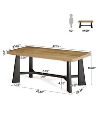 Tribesigns 47.24" Rectangular Coffee Table, Farmhouse Industrial Center Table with Wide Trapezoidal Legs for Living Room
