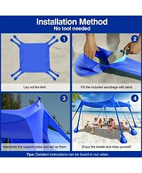 Aofar Beach Tent Shade Sun Shelter Sandbags Poles Camping Fishing 10 X Feet