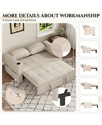 Aecojoy 63" Sleeper Chair Bed 3-in-1 Pull Out Loveseat Sofa with Adjustable Backrest