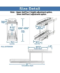 Lovmor 2 Tier Individual Pull Out Cabinet Organizer Slide Kitchen Storage Sliding Shelves