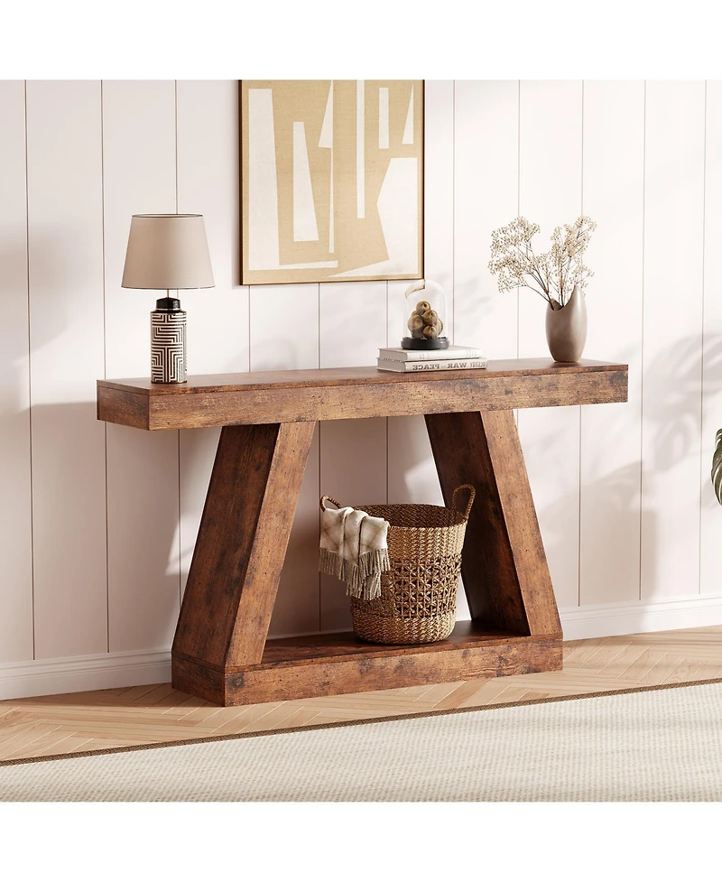 homfan 55" 2-Tier Industrial Console Table with Open Shelf