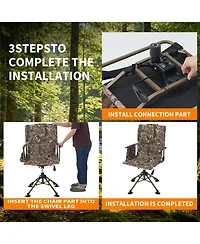 homfan Leaf Camouflage 360degree(s) Swivel Folding Hunting and Outdoor Lounge Chair with Carrying Strap, Silent Blind Seat