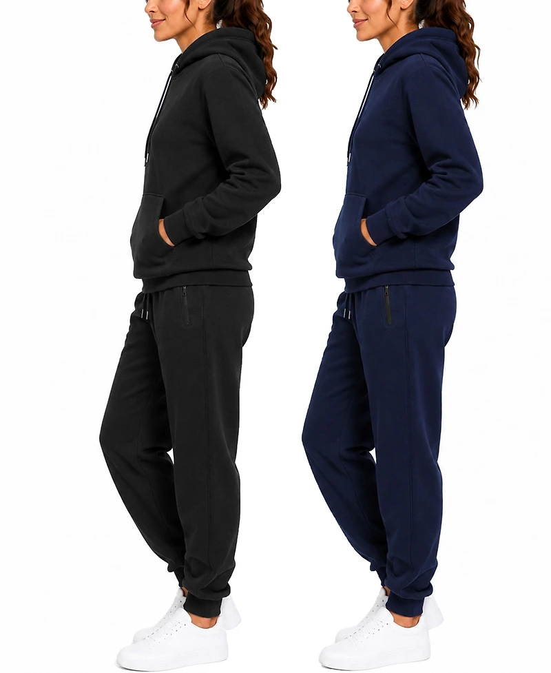 Blu Rock Women's Studio Jk Loose Fit Soft Fleece Cotton Blend Pullover Hoodie and Sweatpants Jogging Set (2 Full Sets)