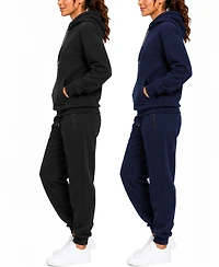 Blu Rock Women's Studio Jk Loose Fit Soft Fleece Cotton Blend Pullover Hoodie and Sweatpants Jogging Set (2 Full Sets)