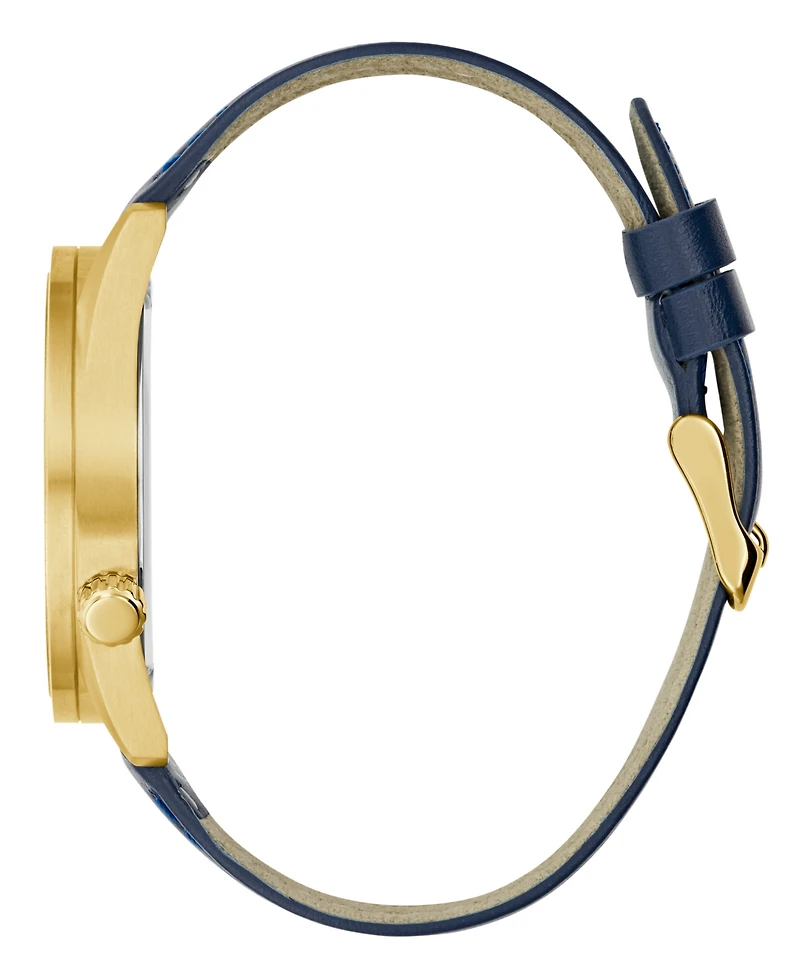Guess Men's Blue Genuine Leather Watch 42mm
