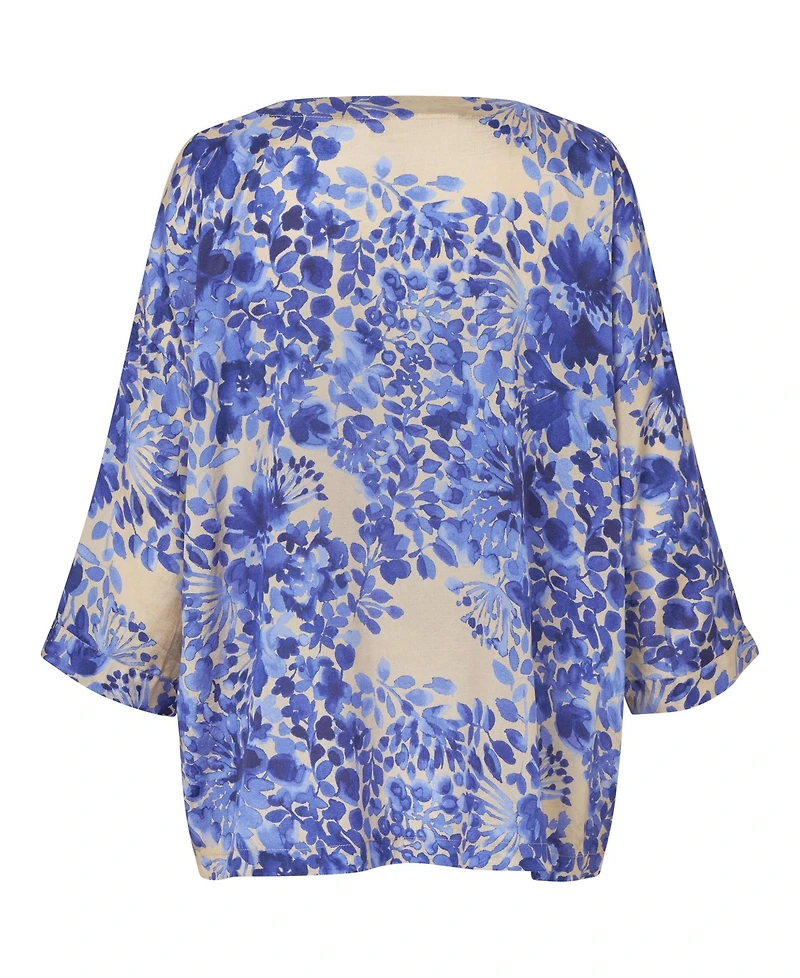 Masai Copenhagen Women's Fluid Draped Floral 3/4-Sleeve Blouse