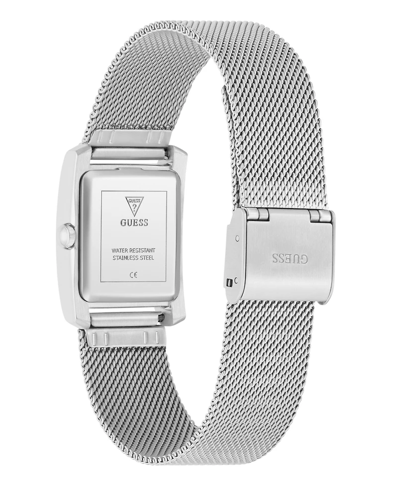 Guess Women's Quartz Silver-Tone Steel Mesh Watch 25mm x 23mm
