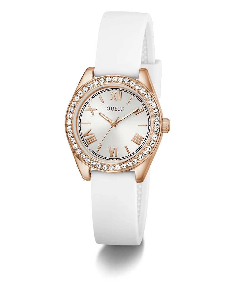Guess Women's Quartz White Silicone Watch 30mm
