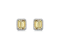 Rachel Glauber Dainty Gold Plated Emerald-Cut Cz Stud Earrings