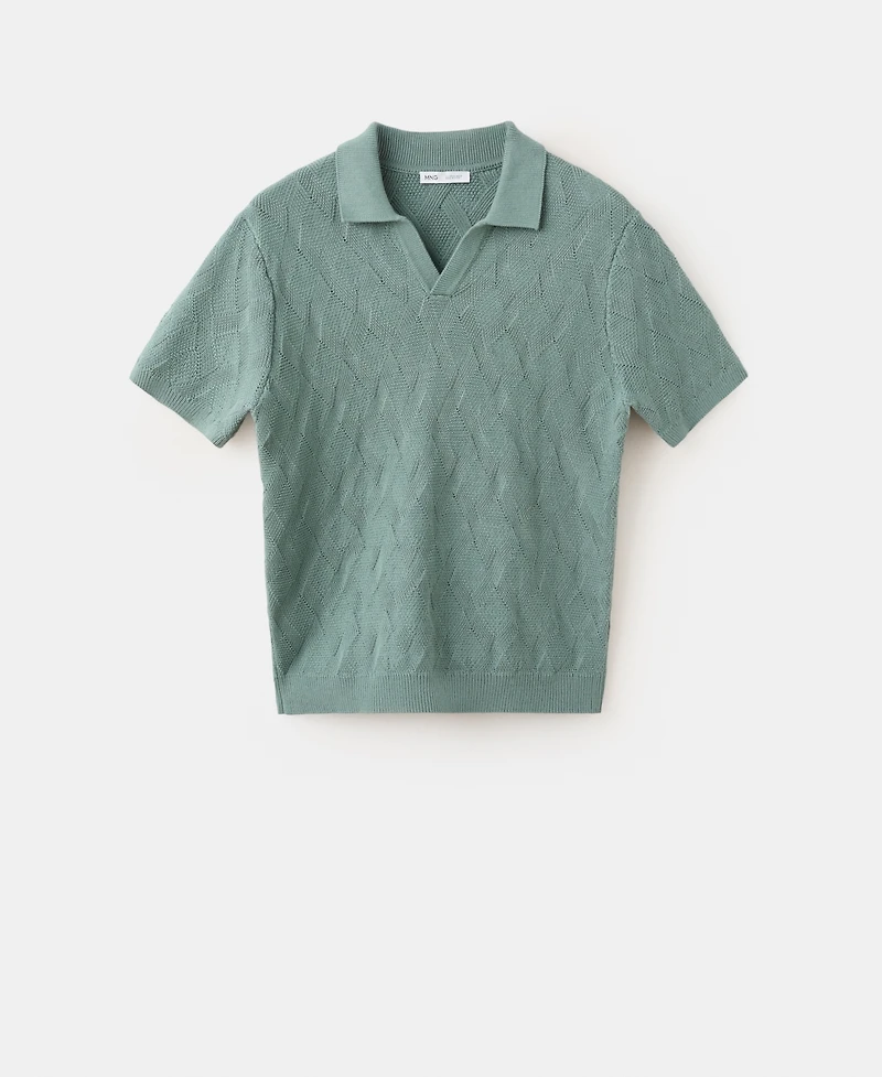 Mango Men's Cotton Ribbed Structured Polo Shirt