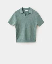 Mango Men's Cotton Ribbed Structured Polo Shirt