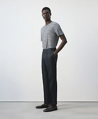 Mango Men's Adjustable Bands Linen Suit Pants