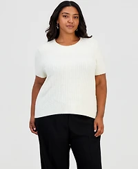 Karl Lagerfeld Paris Plus Cable-Knit Embellished Sweater, Created for Macy's