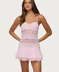 Edikted Women's Marcia Chiffon Lacey Mini Dress