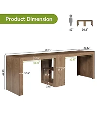 Tribesigns 78.7" Home Office Desks, 2 Person Desk, Extra Long Desk with Shelves, Modern Farmhouse Executive Desk with Middle Storage Shelf