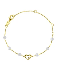 Macy's 14k Gold Over Sterling Silver Simulated Cultured Pearl and Lavender Heart Bracelet