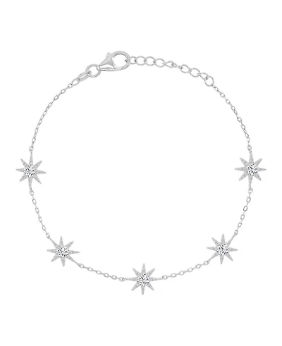 Macy's Rhodium Over Silver Cubic Zirconia Sun Station Bracelet