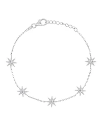 Macy's Rhodium Over Silver Cubic Zirconia Sun Station Bracelet