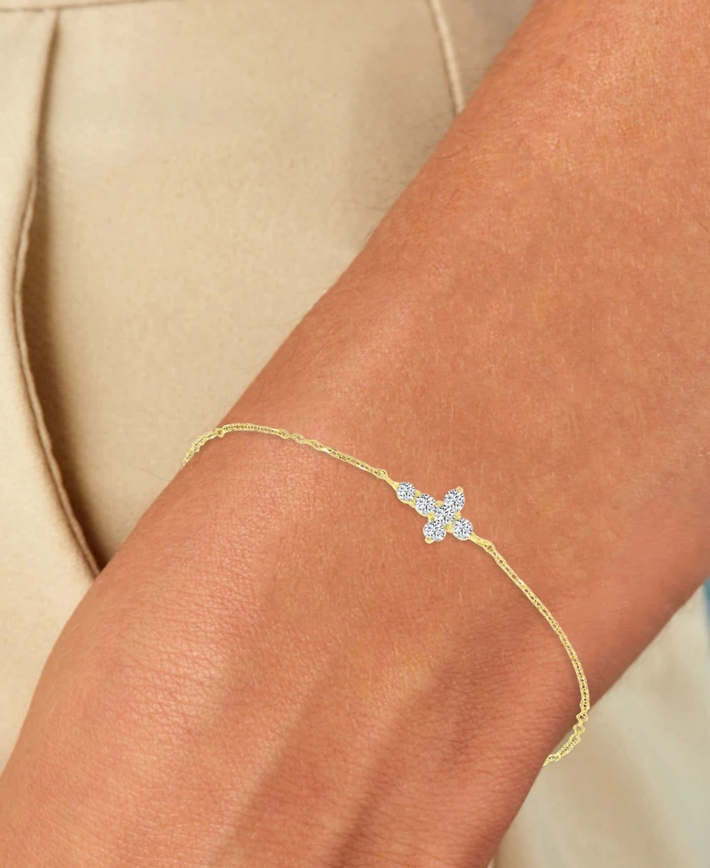 Macy's 14k Gold Over Sterling Silver Cubic Zirconia Cross Bracelet