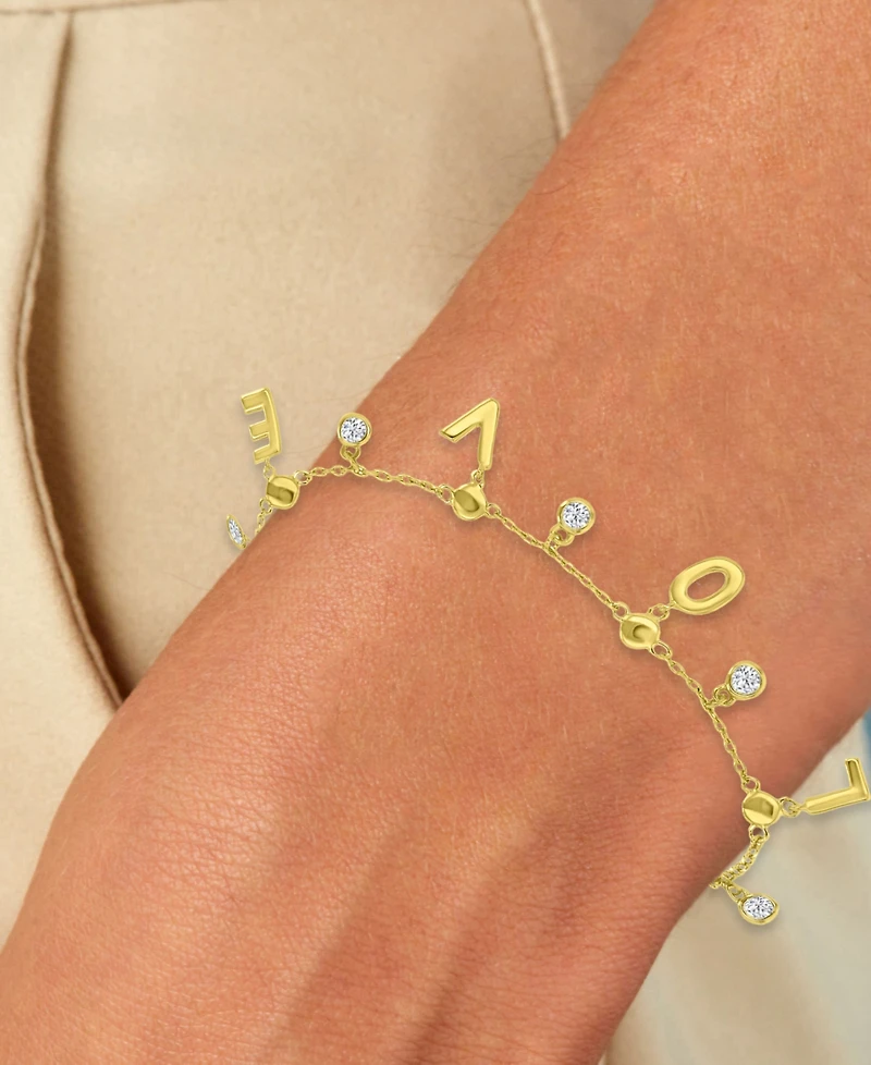 Macy's 14k Gold-Plated Dangling Cubic Zirconia Love Bracelet