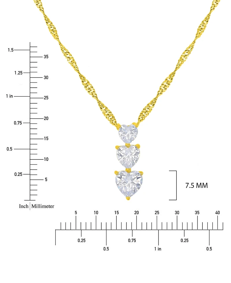 Macy's 14k Gold Over Sterling Silver Cubic Zirconia Triple Heart Necklace
