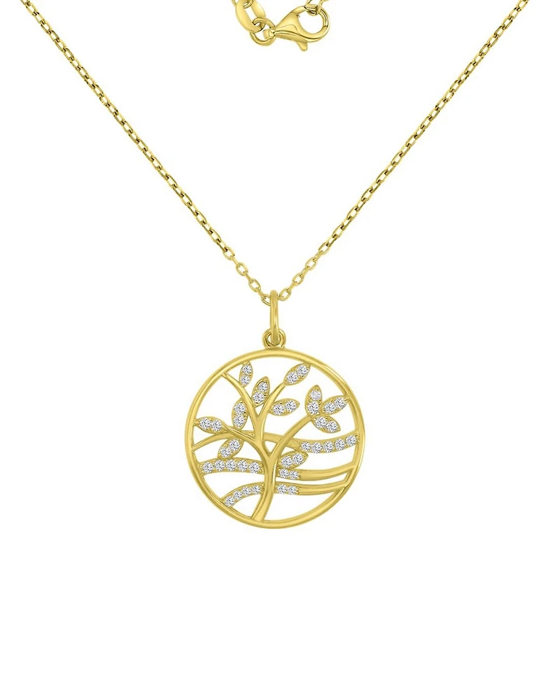 Macy's 14k Gold Over Sterling Silver Cubic Zirconia Tree Necklace