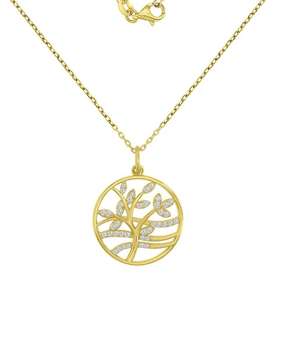Macy's 14k Gold Over Sterling Silver Cubic Zirconia Tree Necklace