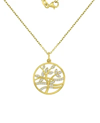 Macy's 14k Gold Over Sterling Silver Cubic Zirconia Tree Necklace