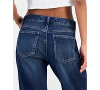 Celebrity Pink Juniors' Straight V Pitch Mid-Rise Cotton-Blend Jeans