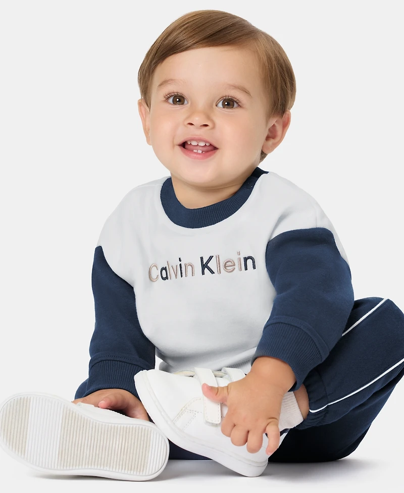Calvin Klein Baby Boys' Long-Sleeve Top and Pants, 2-Piece Set