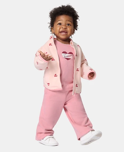 Tommy Hilfiger Baby Girls' Long-Sleeve Jacket, T-Shirt and Pants, 3-Piece Set