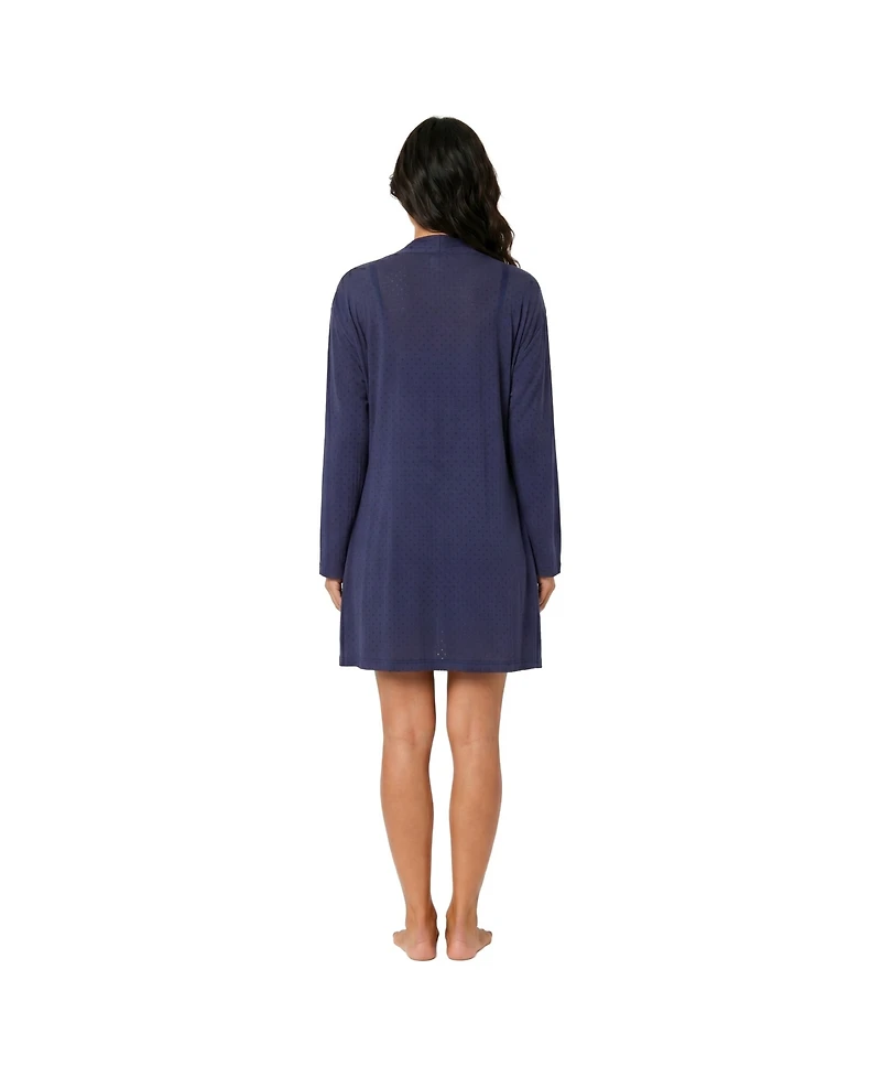 Jaclyn Intimates Long-Sleeve Delicate Dot Textured Rib, 3-Piece Pajama Set