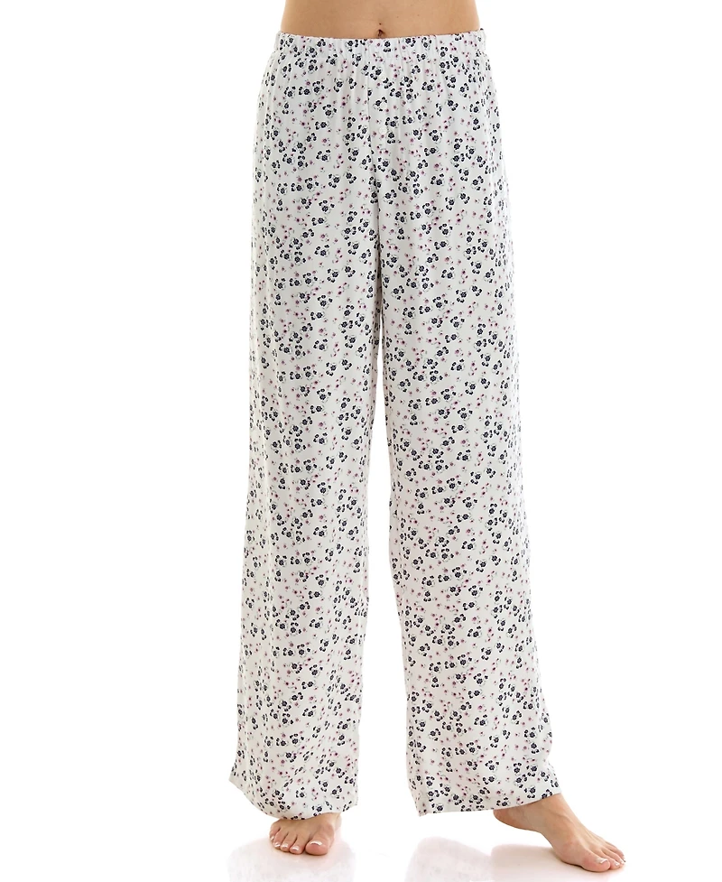 Roudelain Women's Yarn-Dyed Flannel Open-Leg Sleep Pants