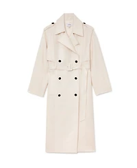 Reiss Women's Charli Double-Breasted Trench Coat with Linen