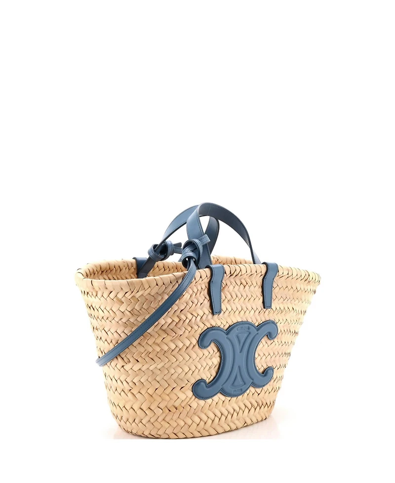 Pre-Owned Celine Teen Triomphe Basket Shoulder Bag Raffia with Leather